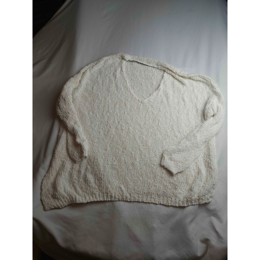 Free People Sweater Womens Large Ivory Knit Oversized Boho Coastal Grandmacore